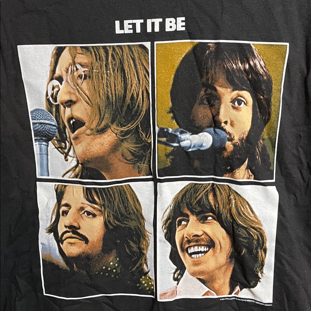 Vintage The Beatles Black 'Let It Be' Graphic Tee - Picture 2 of 6